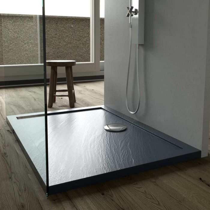 Piatto doccia in resina composita antracite effetto pietra modello Real