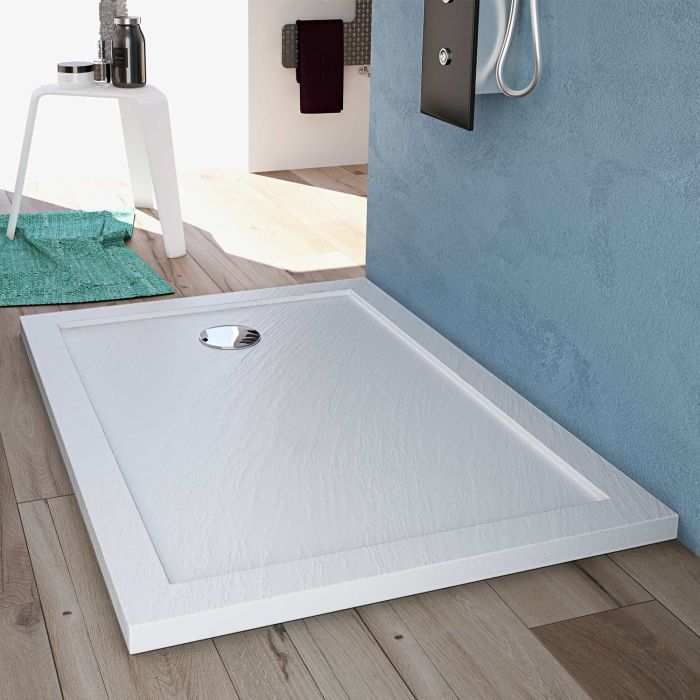 Piatto doccia in resina composita bianco effetto pietra modello Real