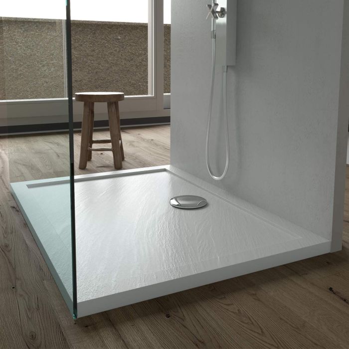 Piatto doccia in resina composita bianco effetto pietra modello Real