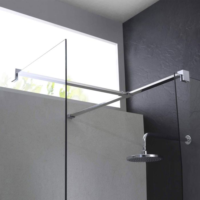 Box doccia modello Walk In formato da 2 pareti fisse - H 198 cm e vetro trasparente da 8mm