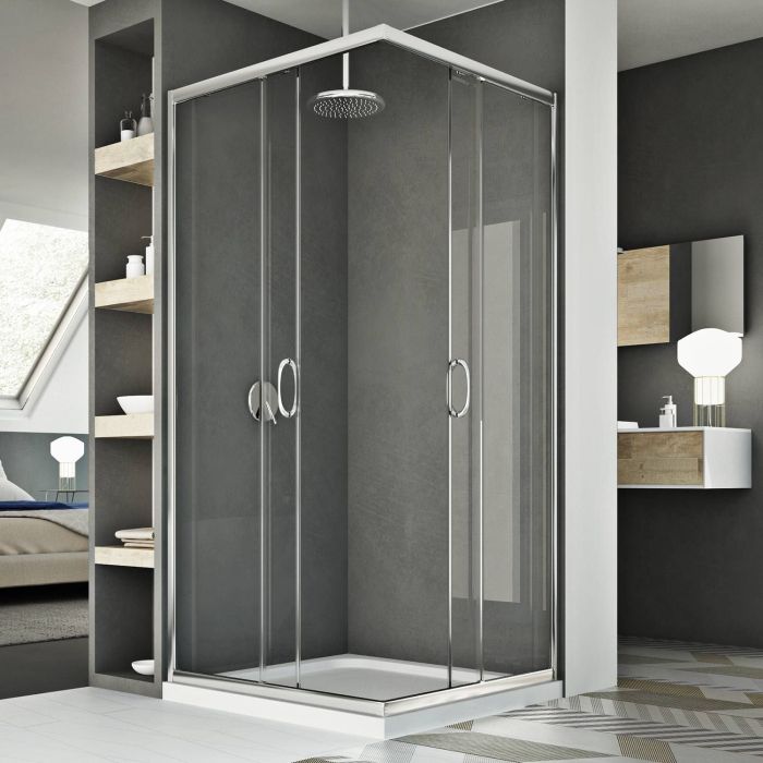 Box doccia angolare modello Young H 185 con vetro trasparente