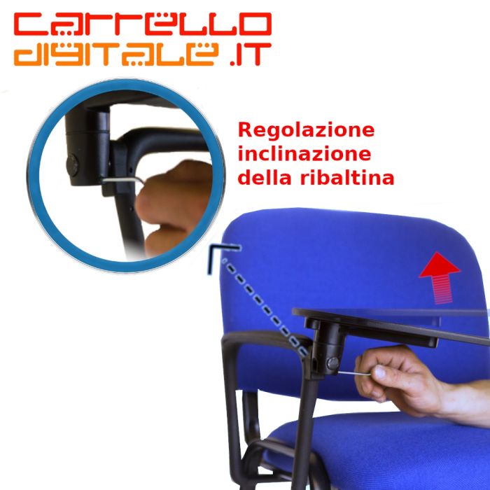 Sedia Imbottita Impilabile in Eco Pelle BORDEAUX - Ufficio Riunione Sala con Ribaltina Conferenze 