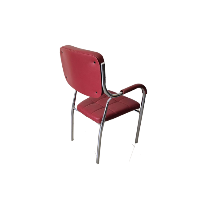 Sedia cromata imbottita per sala d'attesa, ufficio studio colore rosso