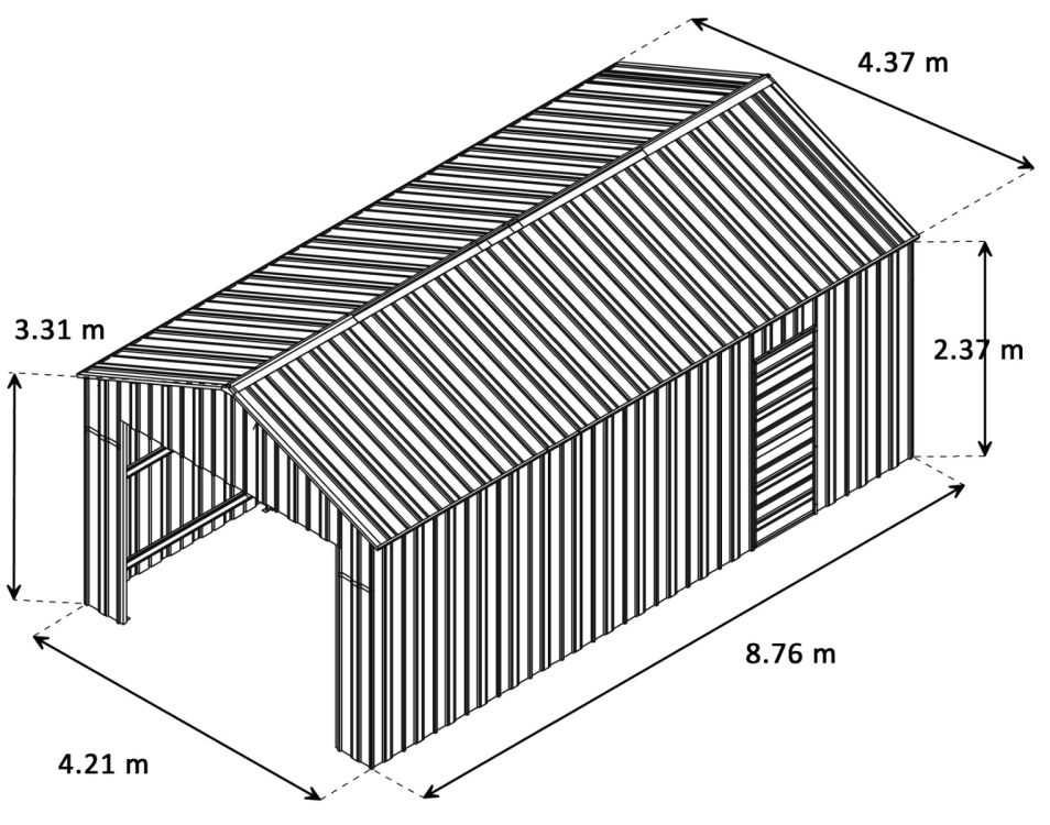 Box in Acciaio Zincato 4.38 x 8.76 m x h 3.31 m - 692 KG – 38.37 metri quadri - BEIGE