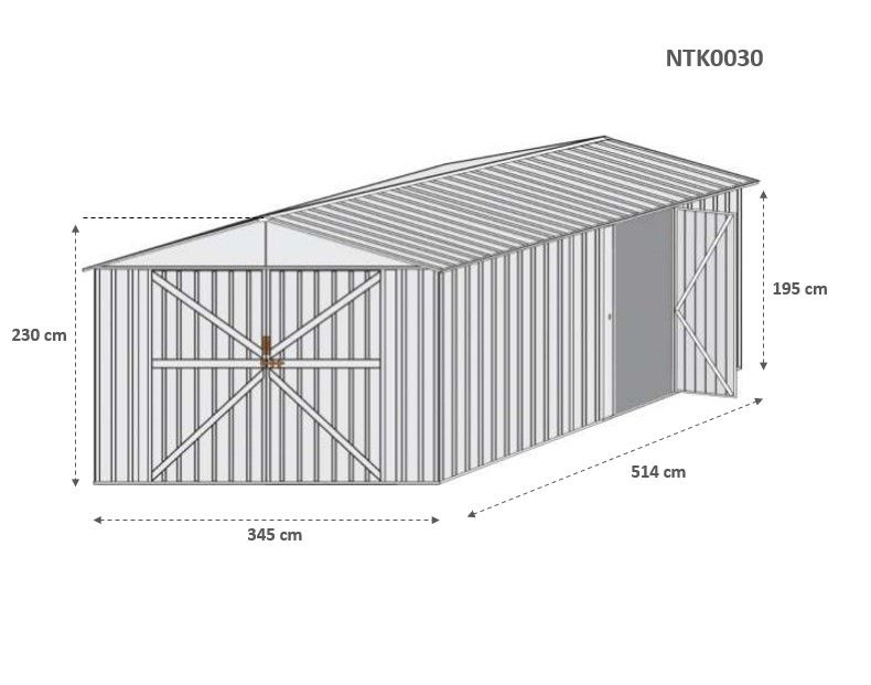 Box in Acciaio Zincato 3.60 x 5.14 m x h2.30 m - 320 KG - 18 metri quadri - BIANCO