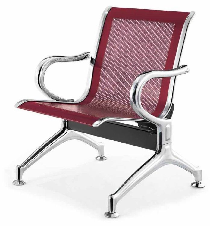 Panca per sala d’attesa, ufficio, studio, a 1 posto in acciaio - COLORE ROSSO