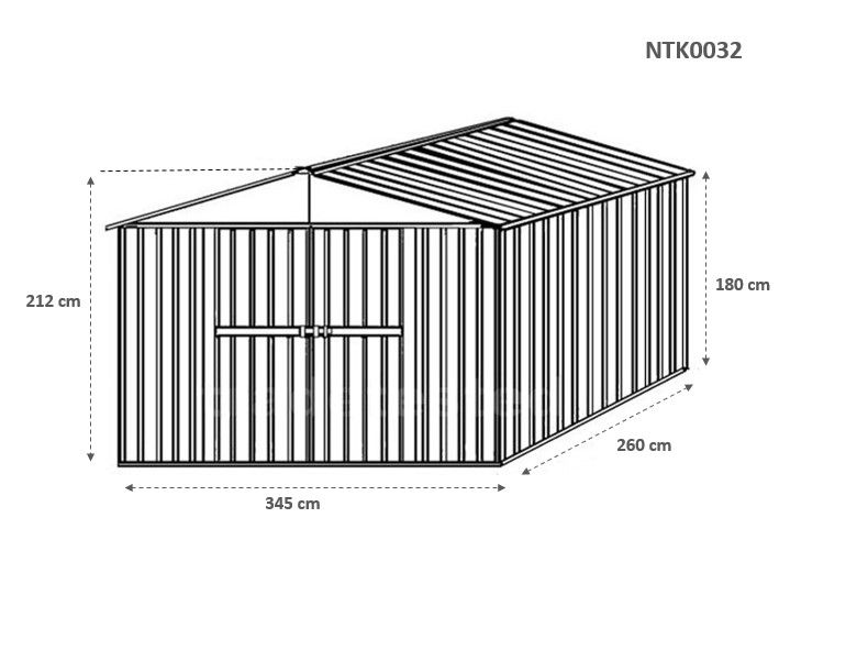 Box in Acciaio Zincato 3.60 x 2.60 m x h2.12 m  - 130 KG - 9,1 metri quadri - LEGNO