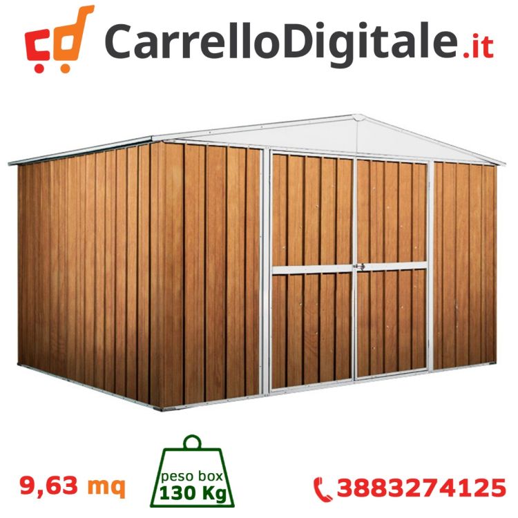 Box in Acciaio Zincato 3.60 x 2.60 m x h2.12 m  - 130 KG - 9,1 metri quadri - LEGNO