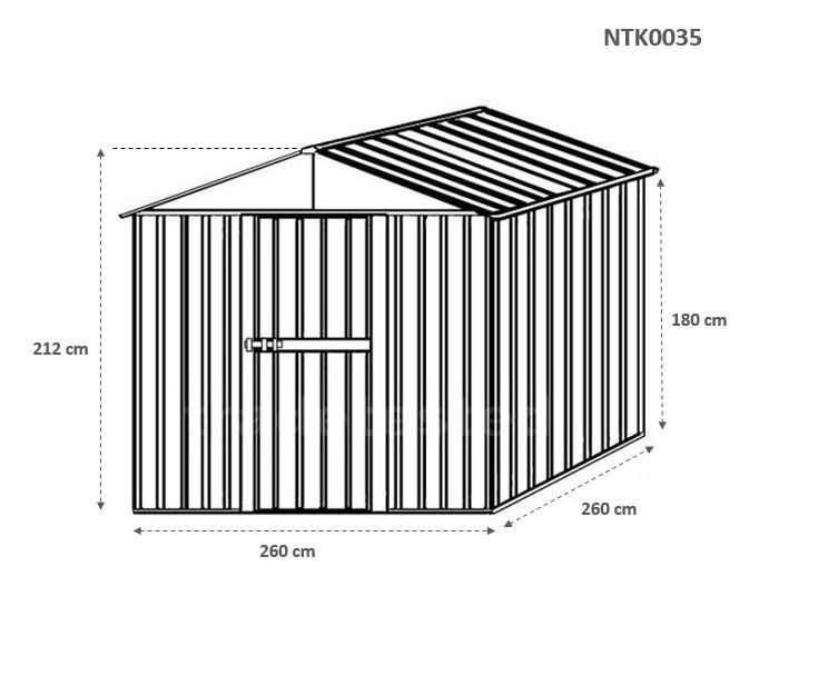 Box in Acciaio Zincato 2.76 x 2.60 m x h2.12 m - 110 KG – 7,2 metri quadri - LEGNO