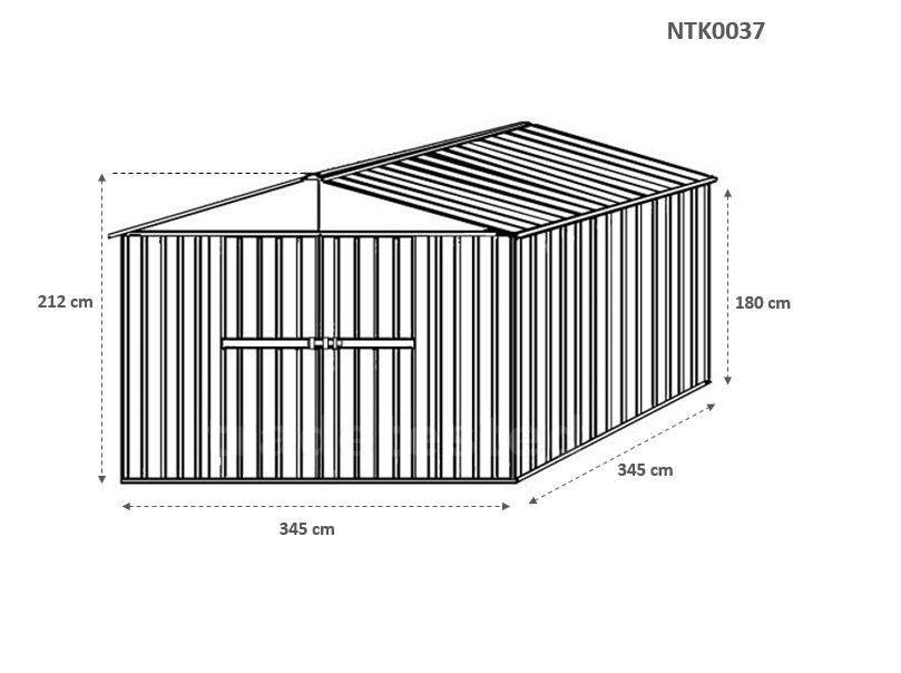 Box in Acciaio Zincato 3.60 x 3.45 m x h2.12 m - 150 KG – 12,25 metri quadri - BIANCO