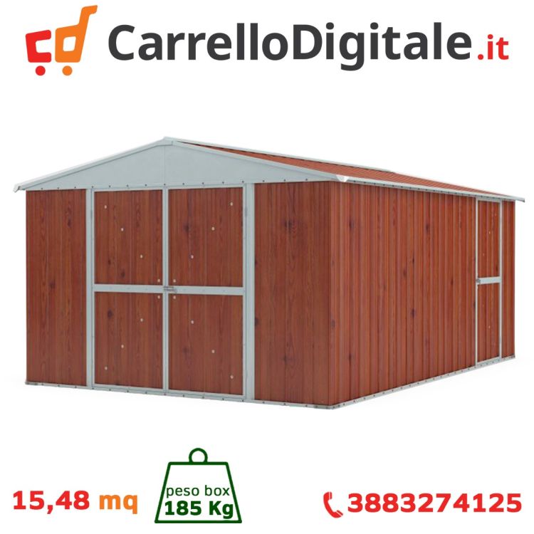 Box in Acciaio Zincato 3.60 x 4.30 m x h2.10 m - 185 KG - 15 metri quadri - LEGNO