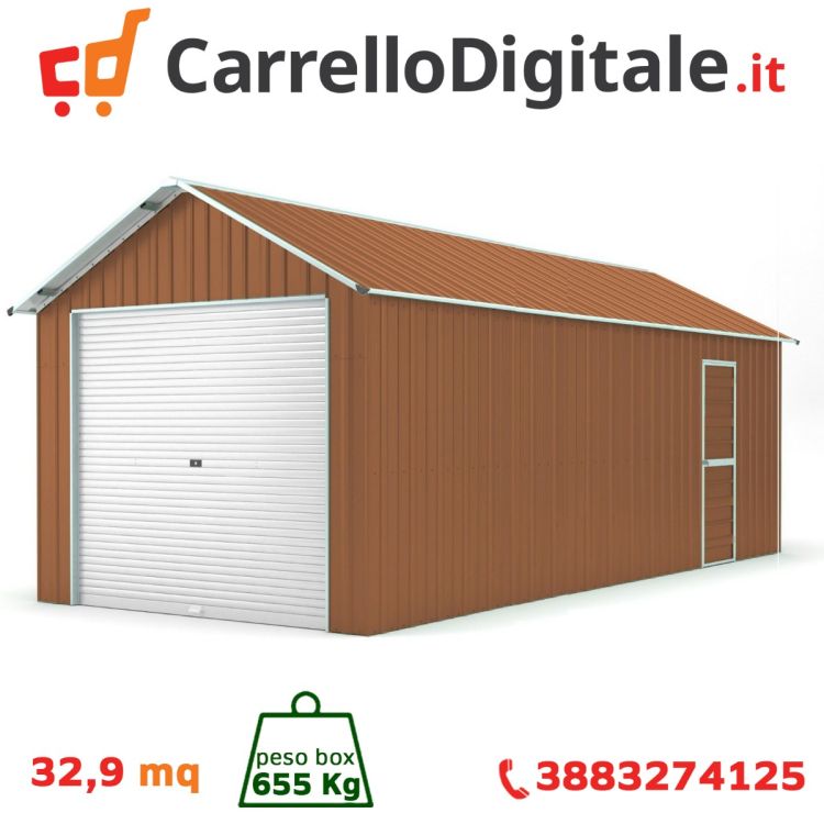 Box in Acciaio Zincato 3.60 x 9.14 m x h 3.15 m - 655 KG - 32.9 metri quadri - LEGNO