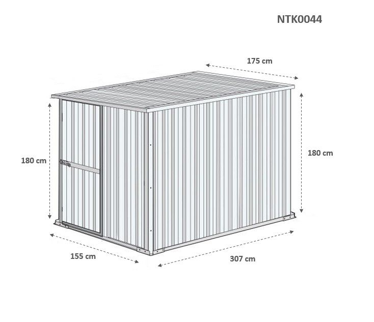 Box in Acciaio Zincato 1.75 x 3.07 m x h1.82 m - 95 KG - 5,4 metri quadri - VERDE