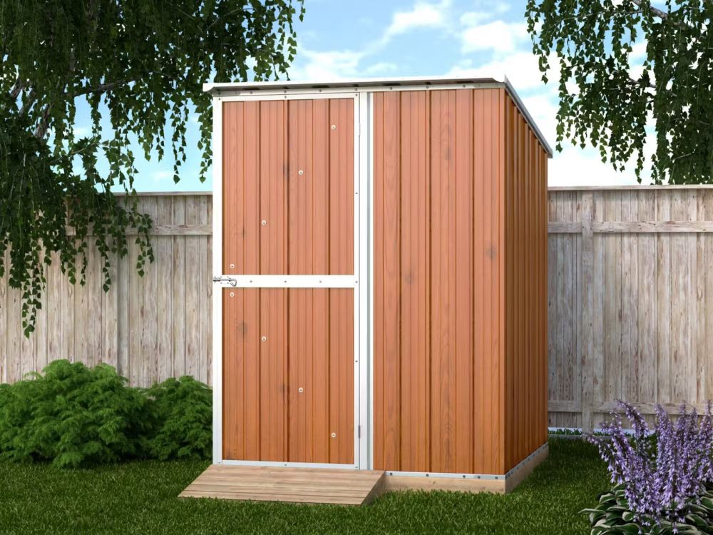 Box in Acciaio Zincato Casetta da Giardino in Lamiera 1.55 x 1.75 m x h2.02 m - 60 KG – 2.71 metri quadri - LEGNO