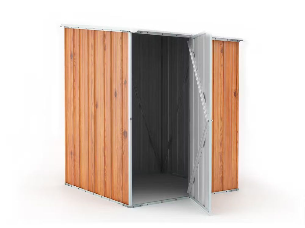Box in Acciaio Zincato Casetta da Giardino in Lamiera 1.55 x 1.75 m x h2.02 m - 60 KG – 2.71 metri quadri - LEGNO