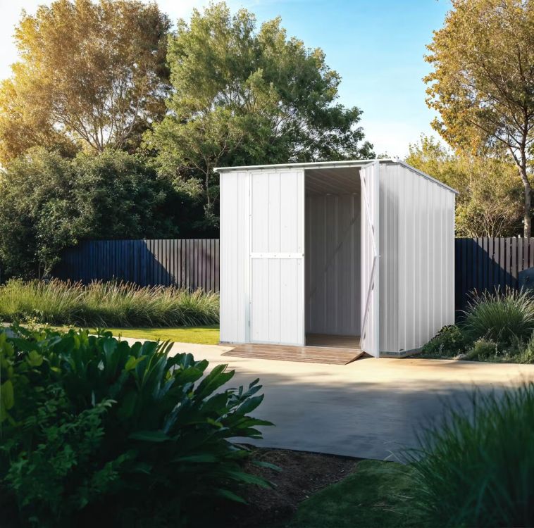 Box in Acciaio Zincato Casetta da Giardino in Lamiera 2.31 x 1.75 m x h2.02 m - 81 KG – 4.04 metri quadri - BIANCO