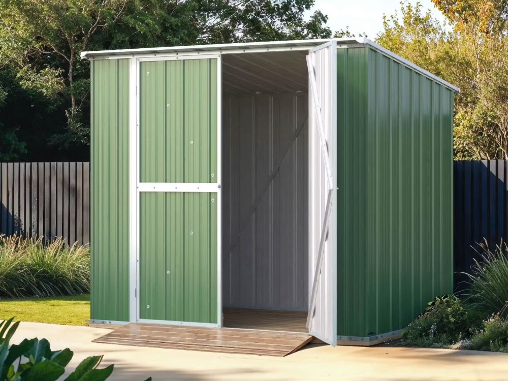 Box in Acciaio Zincato Casetta da Giardino in Lamiera 2.31 x 1.75 m x h2.02 m - 81 KG – 4.04 metri quadri - VERDE