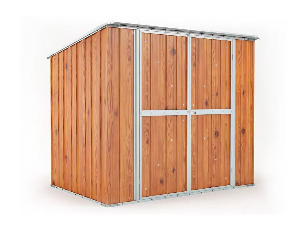 Box in Acciaio Zincato Casetta da Giardino in Lamiera 2.31 x 1.75 m x h2.02 m - 81 KG – 4.04 metri quadri - LEGNO