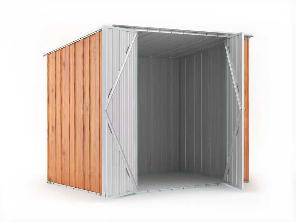 Box in Acciaio Zincato Casetta da Giardino in Lamiera 2.31 x 1.75 m x h2.02 m - 81 KG – 4.04 metri quadri - LEGNO