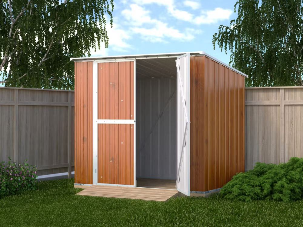 Box in Acciaio Zincato Casetta da Giardino in Lamiera 2.31 x 1.75 m x h2.02 m - 81 KG – 4.04 metri quadri - LEGNO