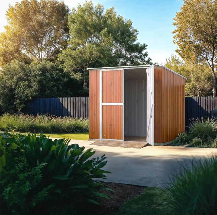 Box in Acciaio Zincato Casetta da Giardino in Lamiera 2.31 x 1.75 m x h2.02 m - 81 KG – 4.04 metri quadri - LEGNO
