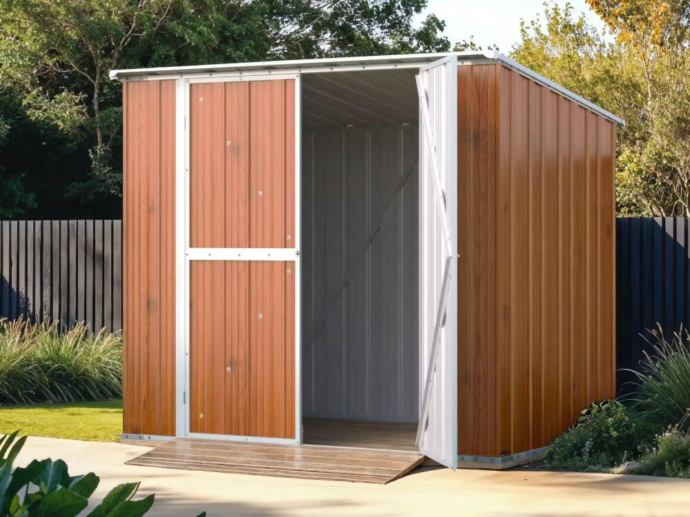 Box in Acciaio Zincato Casetta da Giardino in Lamiera 2.31 x 1.75 m x h2.02 m - 81 KG – 4.04 metri quadri - LEGNO