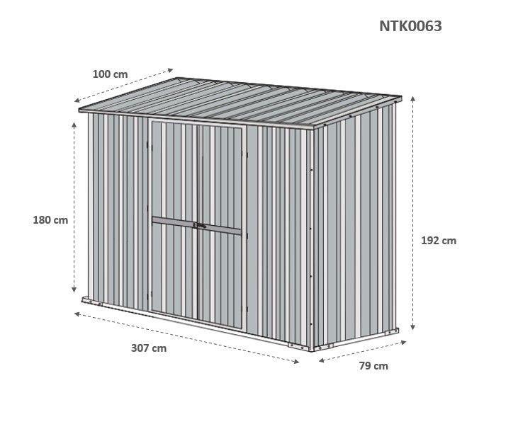 Box in Acciaio Zincato Casetta da Giardino in Lamiera 3.07 x 1.00 m x h1.92 m - 67 KG - 3.07 metri quadri - VERDE