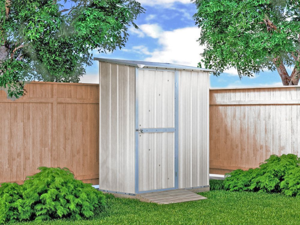 Box in Acciaio Zincato Casetta da Giardino Esterna 1.55 x 1.00 m x h1.92 m - 50 KG – 1,55 metri quadri – BIANCO