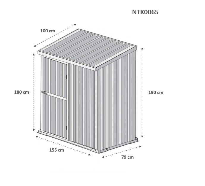 Box in Acciaio Zincato 1.55 x 1.00 m x h1.92 m - 50 KG – 1,55 metri quadri – VERDE