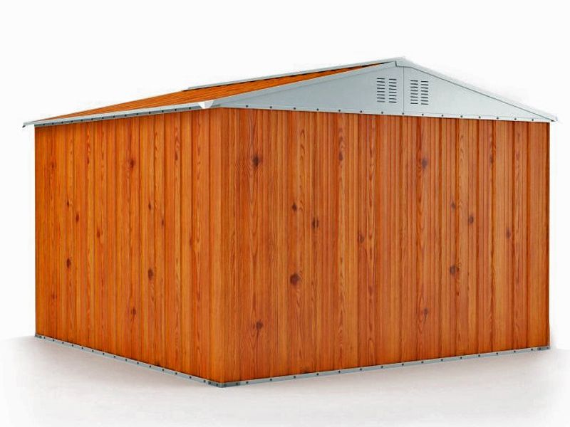 Box in Acciaio Zincato Casetta da Giardino Esterna 3.27 x 2.69 m x h2.17 m - 132 KG – 8.80 metri quadri - LEGNO