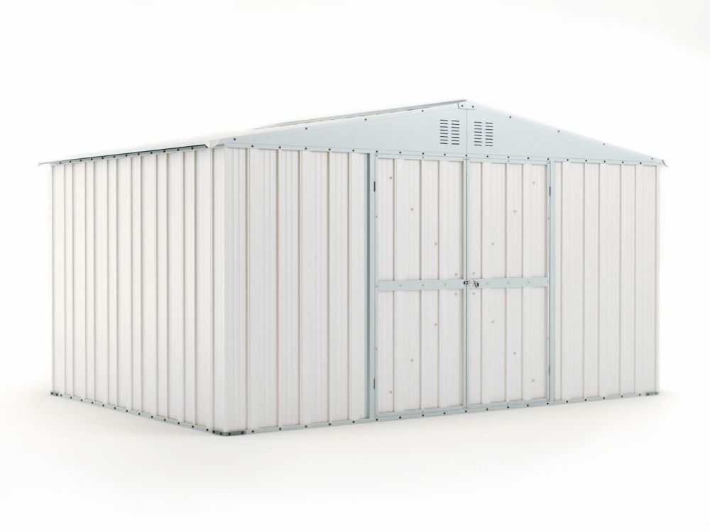 Box in Acciaio Zincato Casetta da Giardino Esterna  4.03 x 2.69 m x h2.17 m - 149 KG – 10.84 metri quadri - BIANCO
