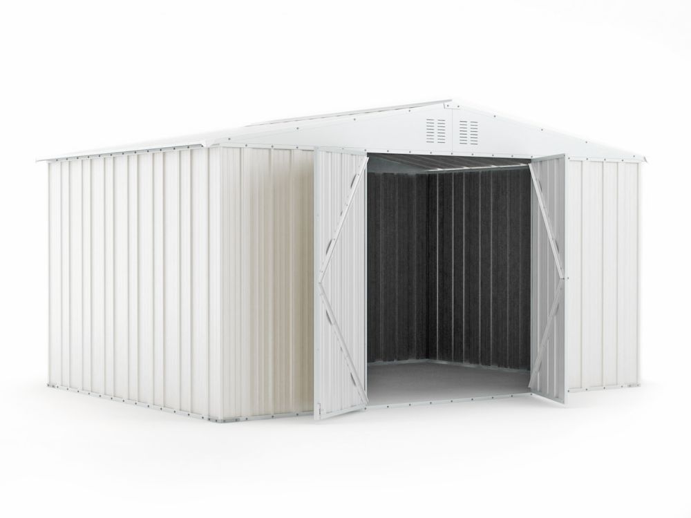 Box in Acciaio Zincato Casetta da Giardino Esterna 4.03 x 2.69 m x h2.17 m - 149 KG – 10.84 metri quadri - BIANCO