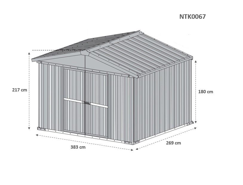 Box in Acciaio Zincato Casetta da Giardino Esterna 4.03 x 2.69 m x h2.17 m - 149 KG – 10.84 metri quadri - BIANCO