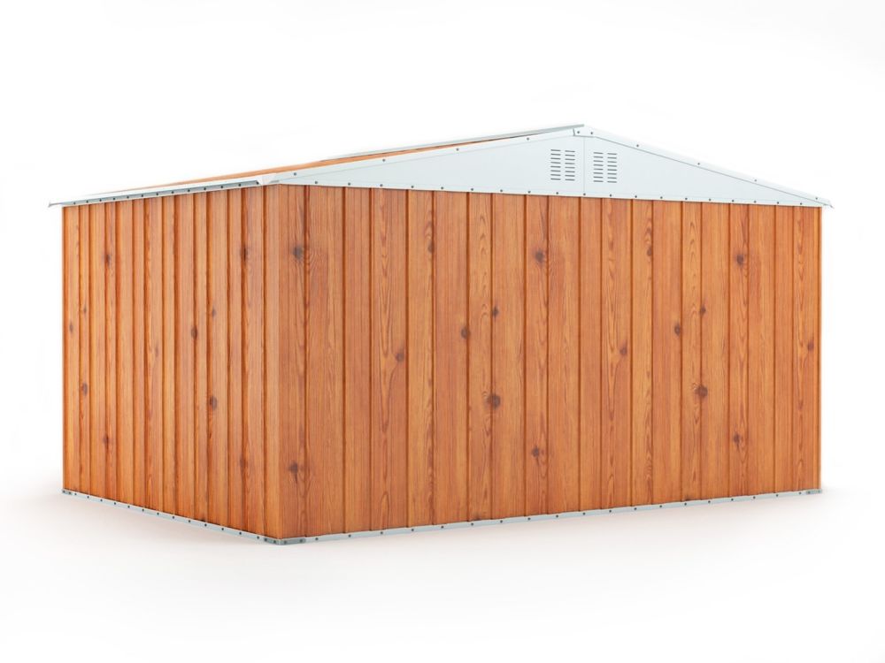 Box in Acciaio Zincato Casetta da Giardino Esterna 4.03 x 2.69 m x h2.17 m - 149 KG – 10.84 metri quadri - LEGNO 