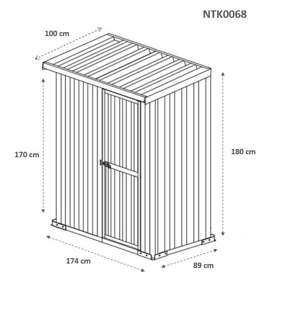 Box in Acciaio Zincato Casetta da Giardino Esterna 1.74 x 1.00 m x h1.82 m - 43 KG – 1.74 metri quadri - VERDE