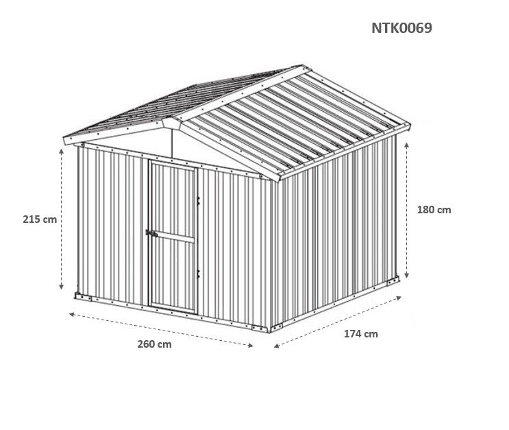Box in Acciaio Zincato Casetta da Giardino 2.75 x 1.75 m x h2.15 m - 87 KG – 4.81 metri quadri - VERDE