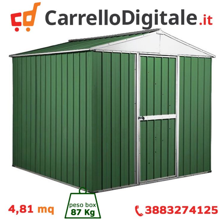 Box in Acciaio Zincato Casetta da Giardino 2.75 x 1.75 m x h2.15 m - 87 KG – 4.81 metri quadri - VERDE