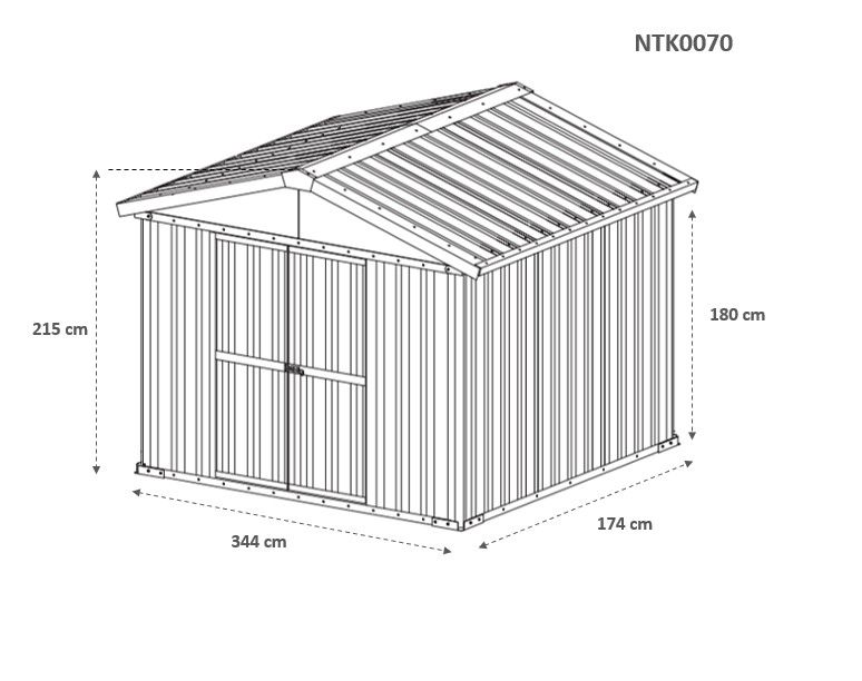 Box in Acciaio Zincato Casetta da Giardino 3.60 x 1.75 m x h2.15 m - 110 KG – 6.30 metri quadri - LEGNO 