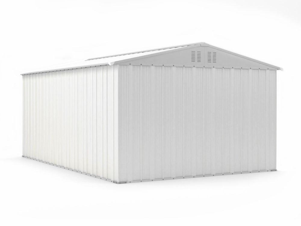 Box in Acciaio Zincato Casetta da Giardino in Lamiera 3.27 x 4.59 m x h2.17 m - 201 KG – 15,01 metri quadri – BIANCO
