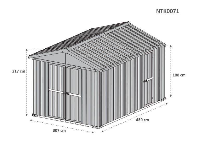 Box in Acciaio Zincato Casetta da Giardino in Lamiera 3.27 x 4.59 m x h2.17 m - 201 KG – 15,01 metri quadri – BIANCO