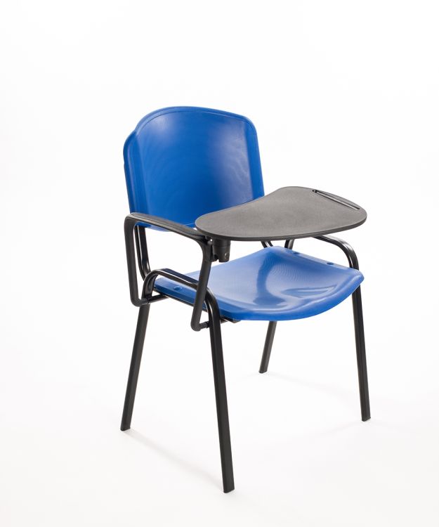 Sedia  Impilabile in Plastica BLU - con Ribaltina Conferenze 