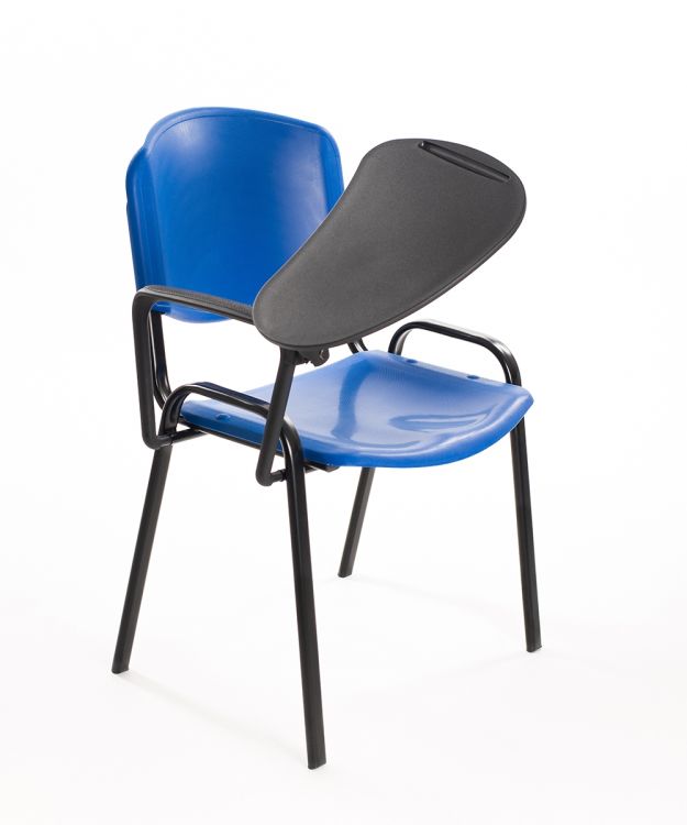 Sedia  Impilabile in Plastica BLU - con Ribaltina Conferenze 