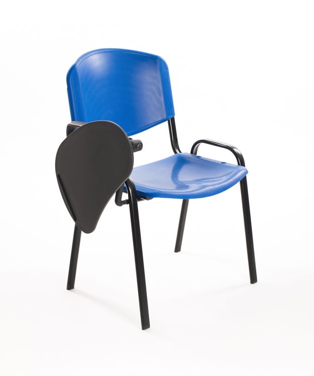 Sedia  Impilabile in Plastica BLU - con Ribaltina Conferenze 