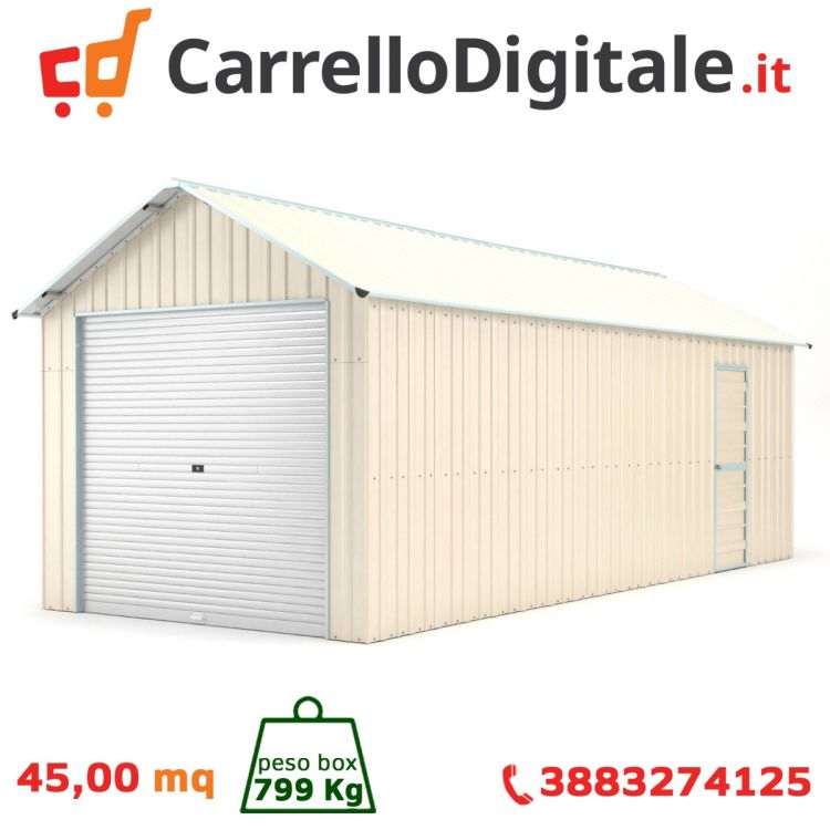 Box in Acciaio Zincato 4.38 x 10.28 m x h 3.31 m - 799 KG – 45 metri quadri - BEIGE