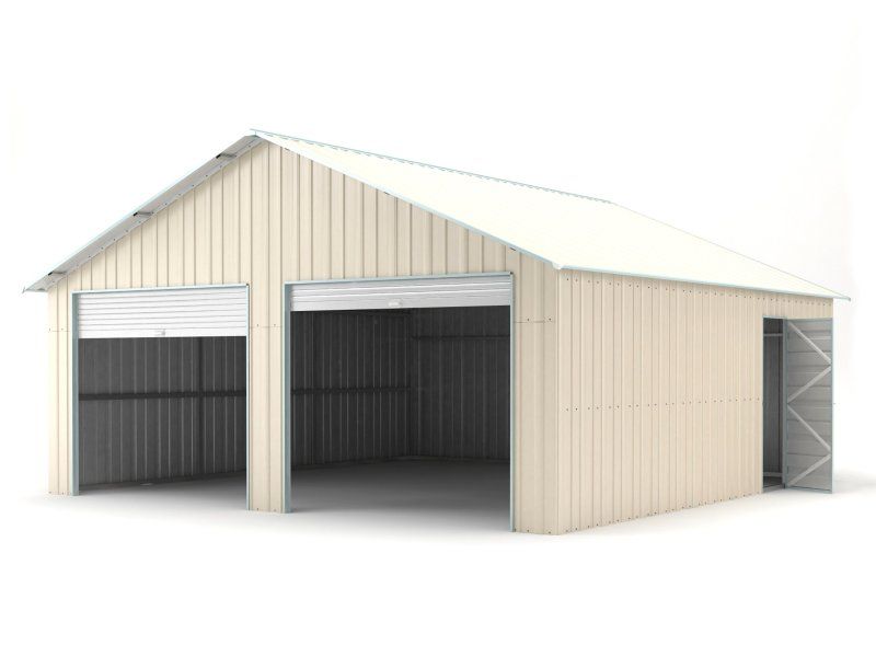 Box in Acciaio Zincato Casetta da Giardino in Lamiera Box Auto 6.66 x 7.24 m x h 3.80 m - 810 KG – 48.22 metri quadri - BEIGE