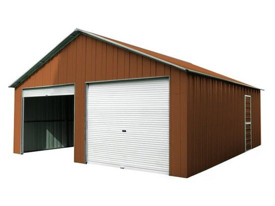 Box in Acciaio Zincato Casetta da Giardino in Lamiera Box Auto 6.66 x 7.24 m x h 3.80 m - 810 KG – 48.22 metri quadri - LEGNO