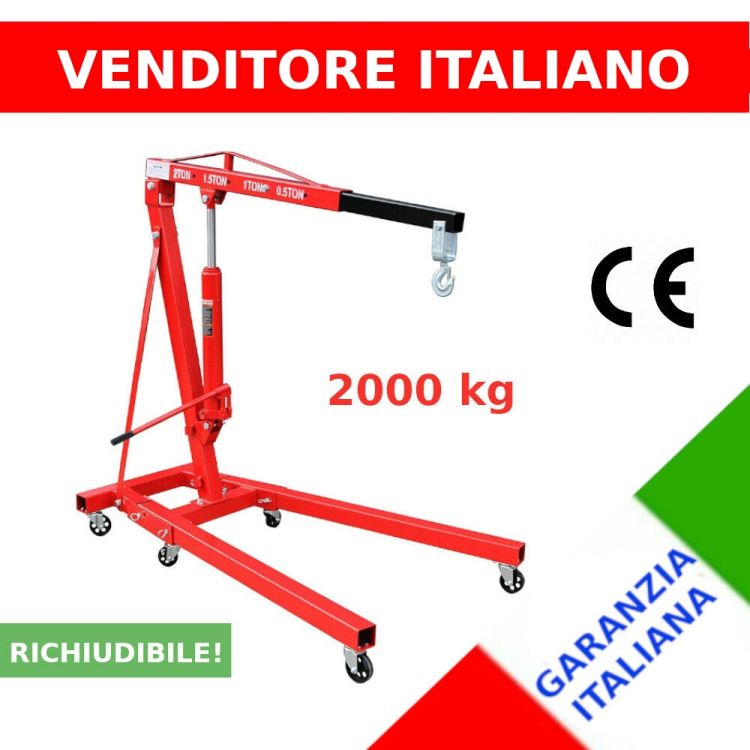 Gru idraulica Pieghevole - gruetta officina per sollevamento motori - 2 Tonnellate