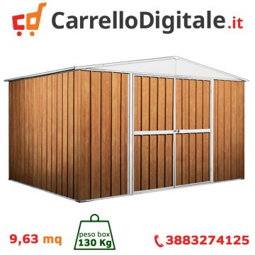 Box in Acciaio Zincato 3.60 x 2.60 m x h2.12 m  - 130 KG - 9,1 metri quadri - LEGNO