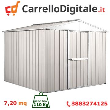Box in Acciaio Zincato 2.76 x 2.60 m x h2.12 m - 110 KG – 7,2 metri quadri - BIANCO