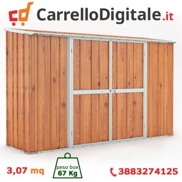 Box in Acciaio Zincato 3.07 x 1.00 m x h1.92 m - 75 KG - 3.07 metri quadri - LEGNO